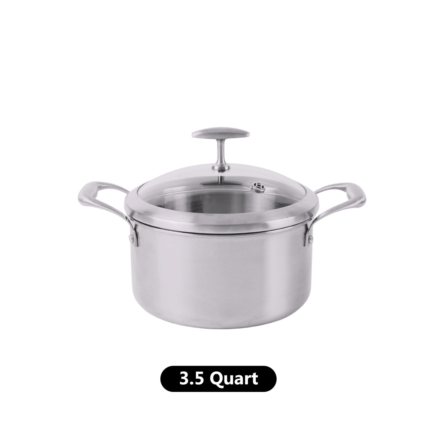 SmartCook Nonstick 2/3.5/9 Quart Stainless Steel Stock Pot/Pot/Stockpot/Soup Pot with Tempered Glass Lid - Chef's Classic Multipurpose Sauce Pot, Stay-Cool Handle, Compatible with All Stovetops, Dishwasher Safe