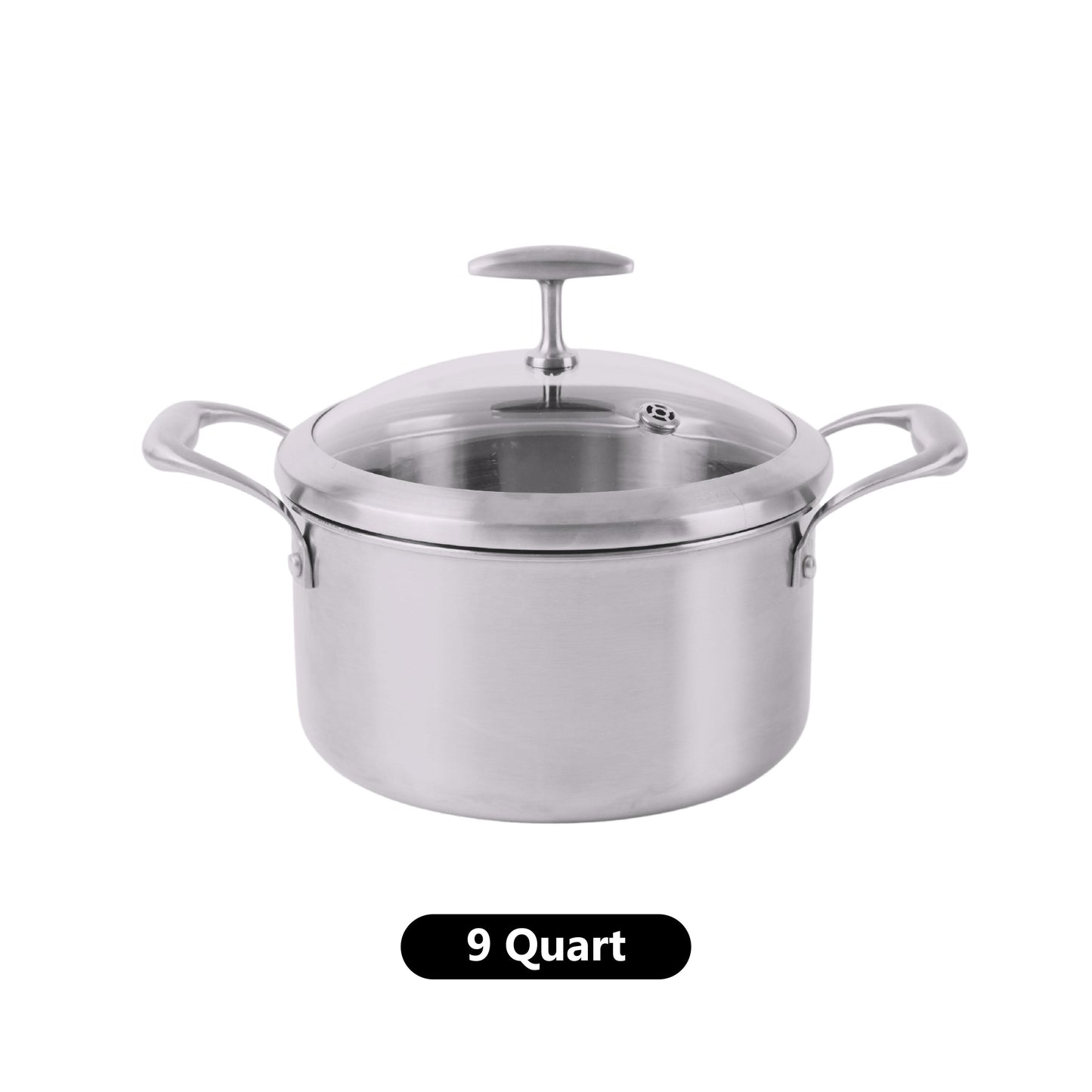 SmartCook Nonstick 2/3.5/9 Quart Stainless Steel Stock Pot/Pot/Stockpot/Soup Pot with Tempered Glass Lid - Chef's Classic Multipurpose Sauce Pot, Stay-Cool Handle, Compatible with All Stovetops, Dishwasher Safe