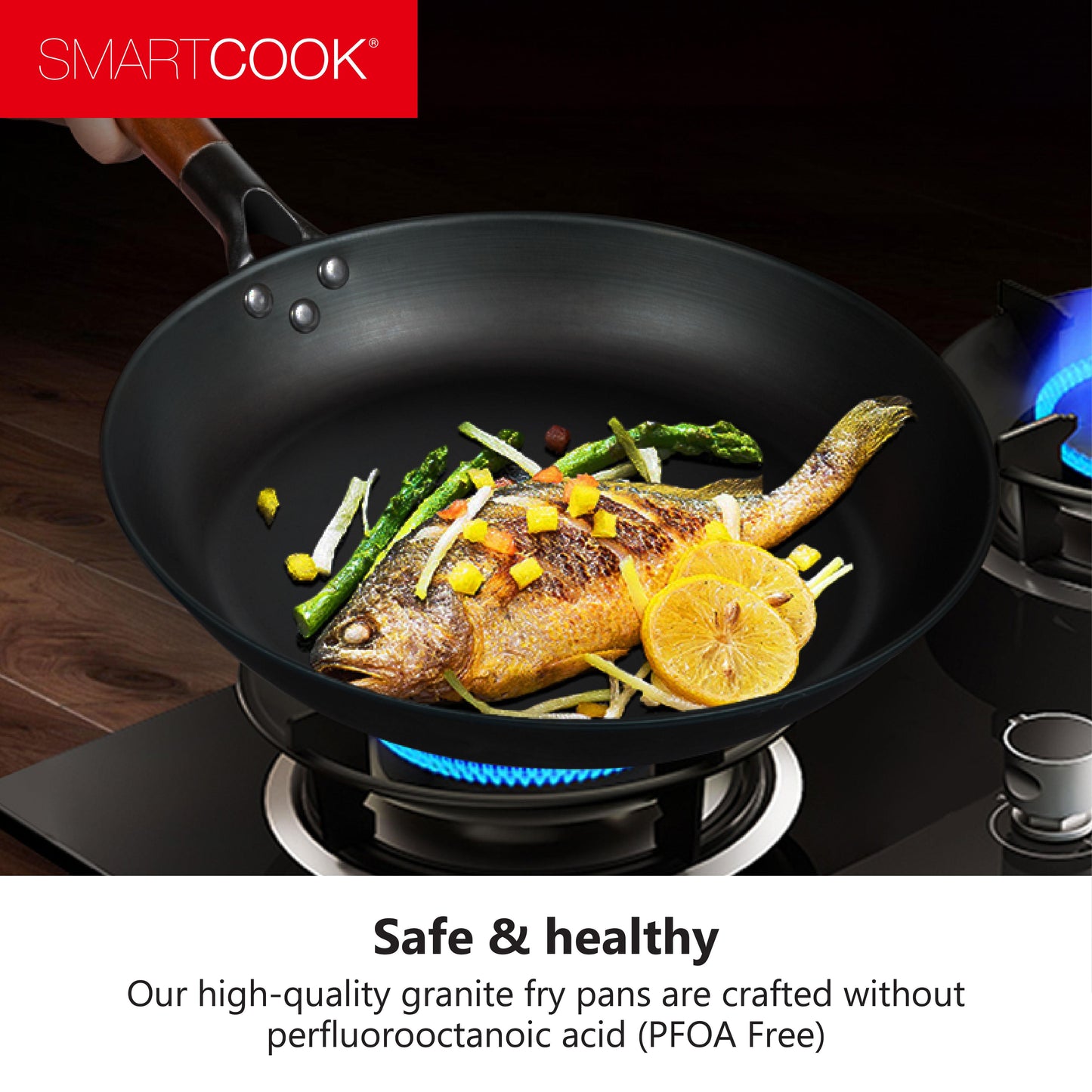 SmartCook 10",12 "Non-Stick Frying Pan and Utensils Set, Wok Pan, Sauté Pan, Chefs Pan, Non-Stick Skillet Pan for Cooking,  Foodi , Perfect for Stove-Tops, Non Toxic Cookware Set, Bakelite Handle pots and