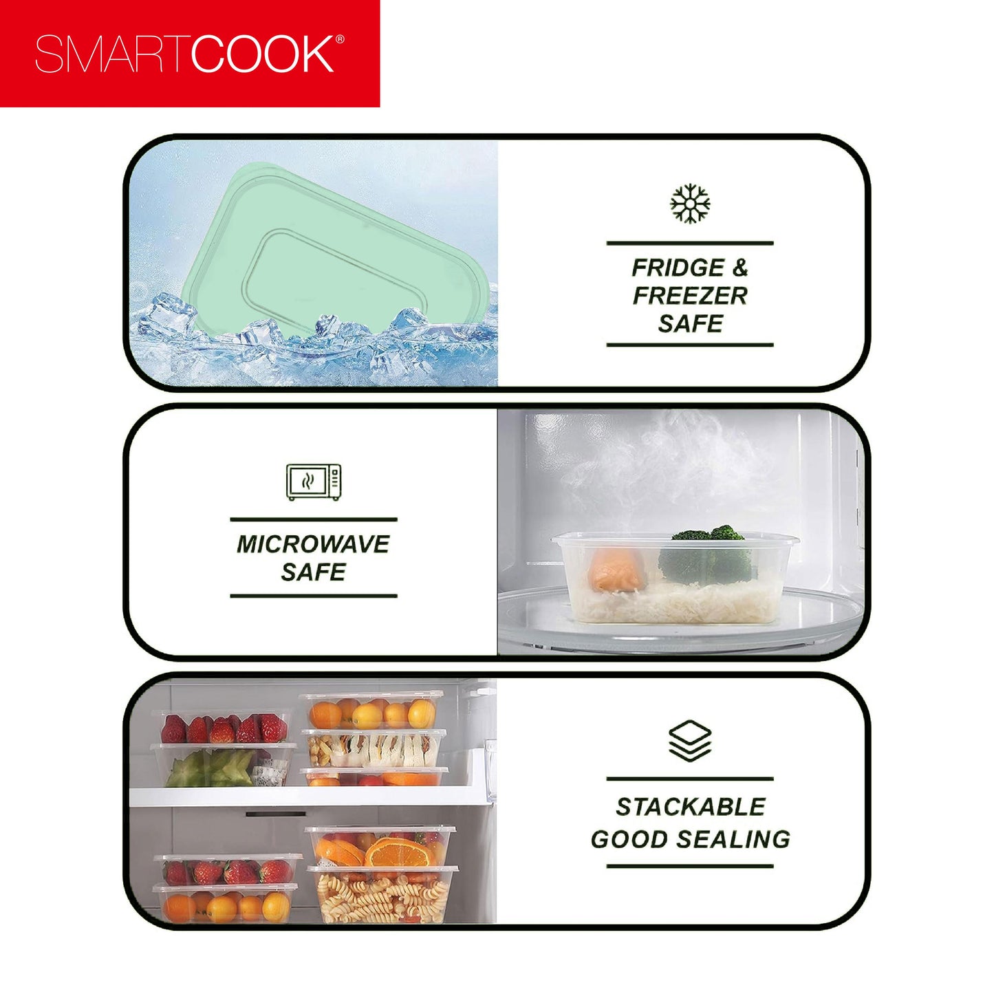 Smartcook 40 pcs Kitchen Plastic Food Storage Box Set (Green), Food Storage Container, Refrigerator, Plastic Sugar Cookies Storage Box Case, Fruit, Vegetables, Meat, Sandwiches, Containers With Lids