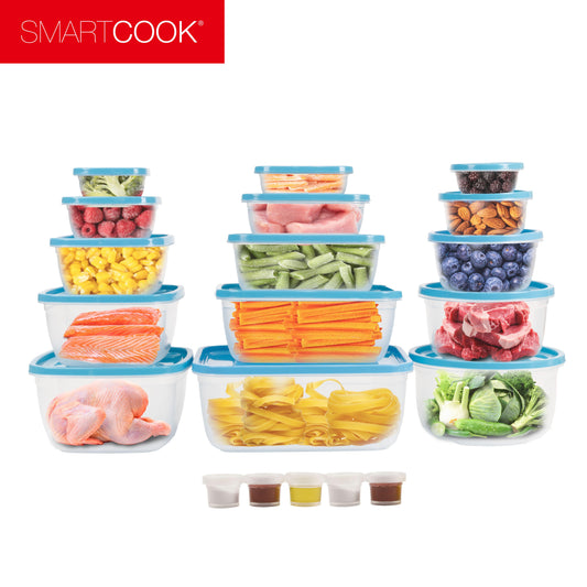 [SHOP] Smartcook 40 pcs Kitchen Food Storage Box Set (Blue), Food Storage Container, Refrigerator, Sugar Cookies Storage Box Case, Fruit, Vegetables, Meat, Sandwiches, Containers With Lids Utensils Airtight, Plastic food storage box