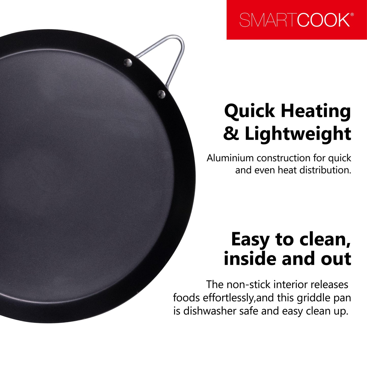 SmartCook 11” & 13” Nonstick  Aluminum Round Comal Pan with, Utensils Set and Taco Warmer –Even-Heating Surface with Durable Metal Handle,Lightweight, Comals para Tortillas, Perfect for All Stove-Tops pots and