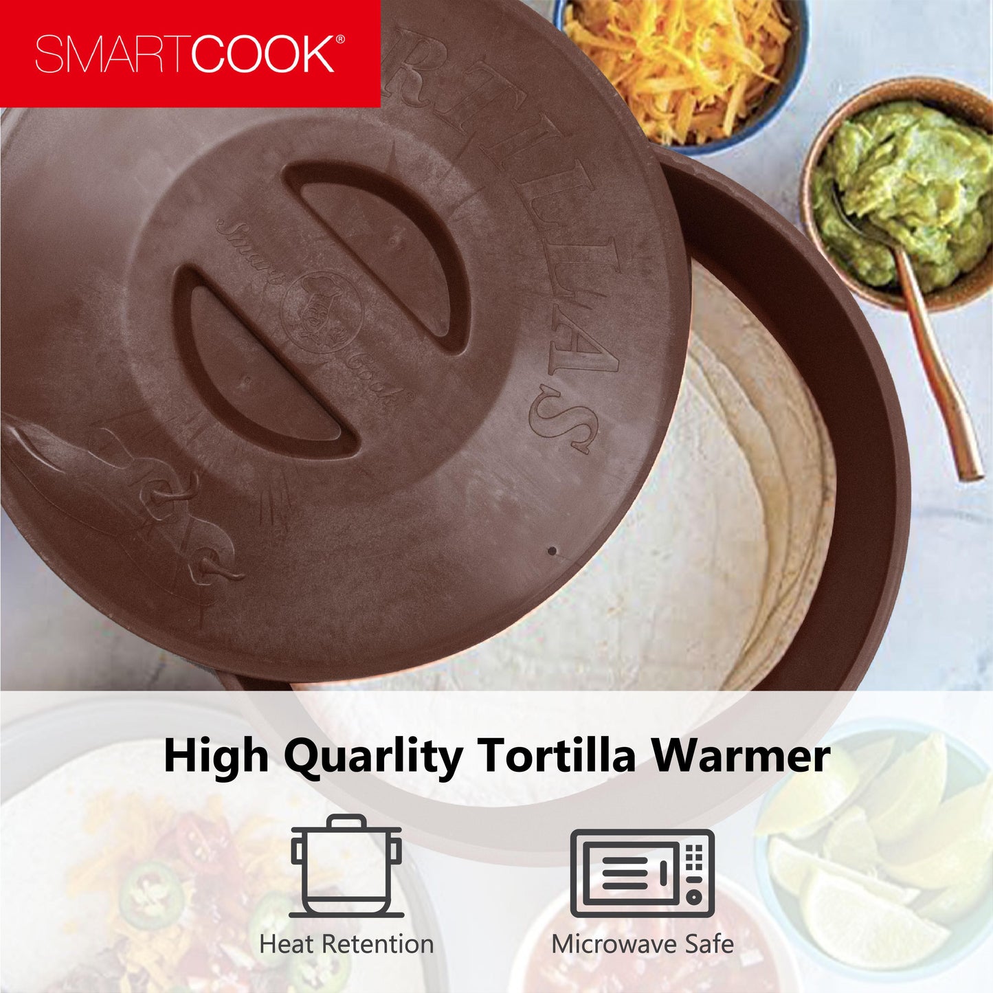 SmartCook 11” & 13” Nonstick  Aluminum Round Comal Pan with, Utensils Set and Taco Warmer –Even-Heating Surface with Durable Metal Handle,Lightweight, Comals para Tortillas, Perfect for All Stove-Tops pots and