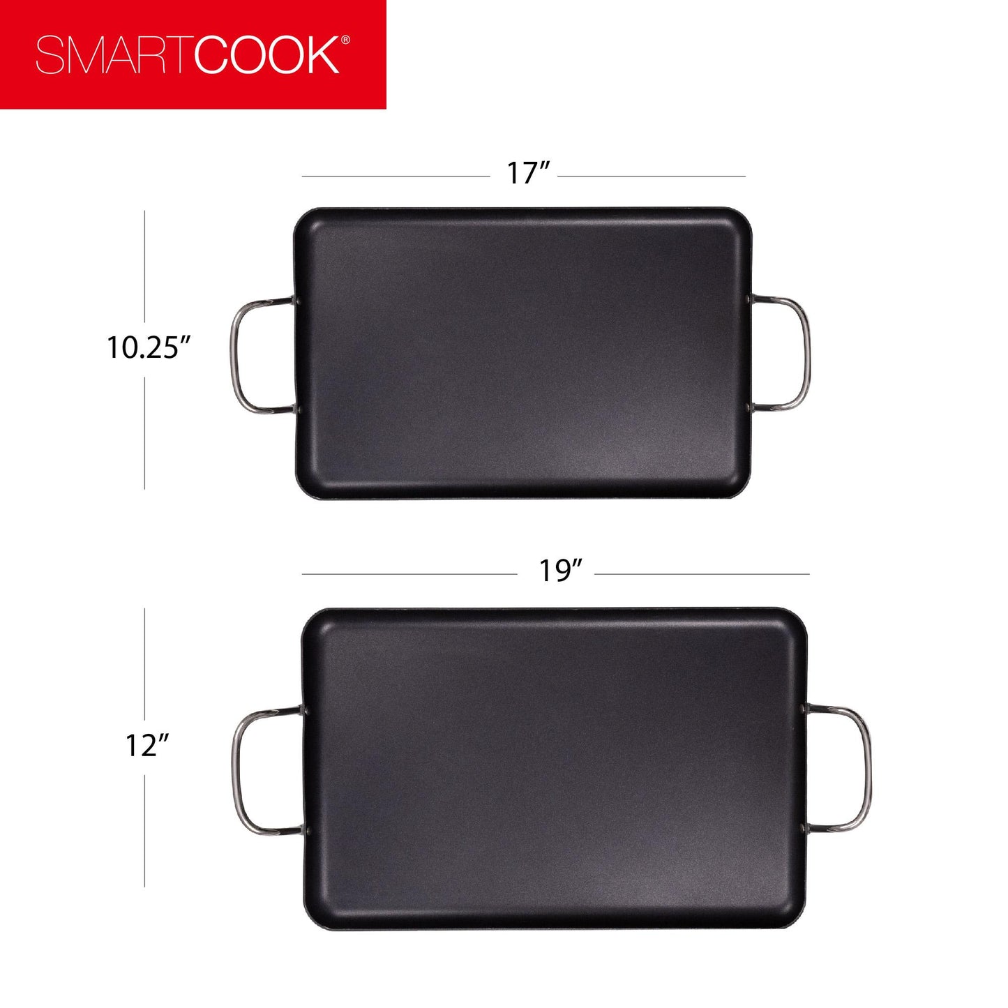 SmartCook Double Burner Griddle/Grill Pan with Utensils Set – Nonstick, Durable, Foodie, Perfect for Stove Tops Cookware Silicone Handles pots and