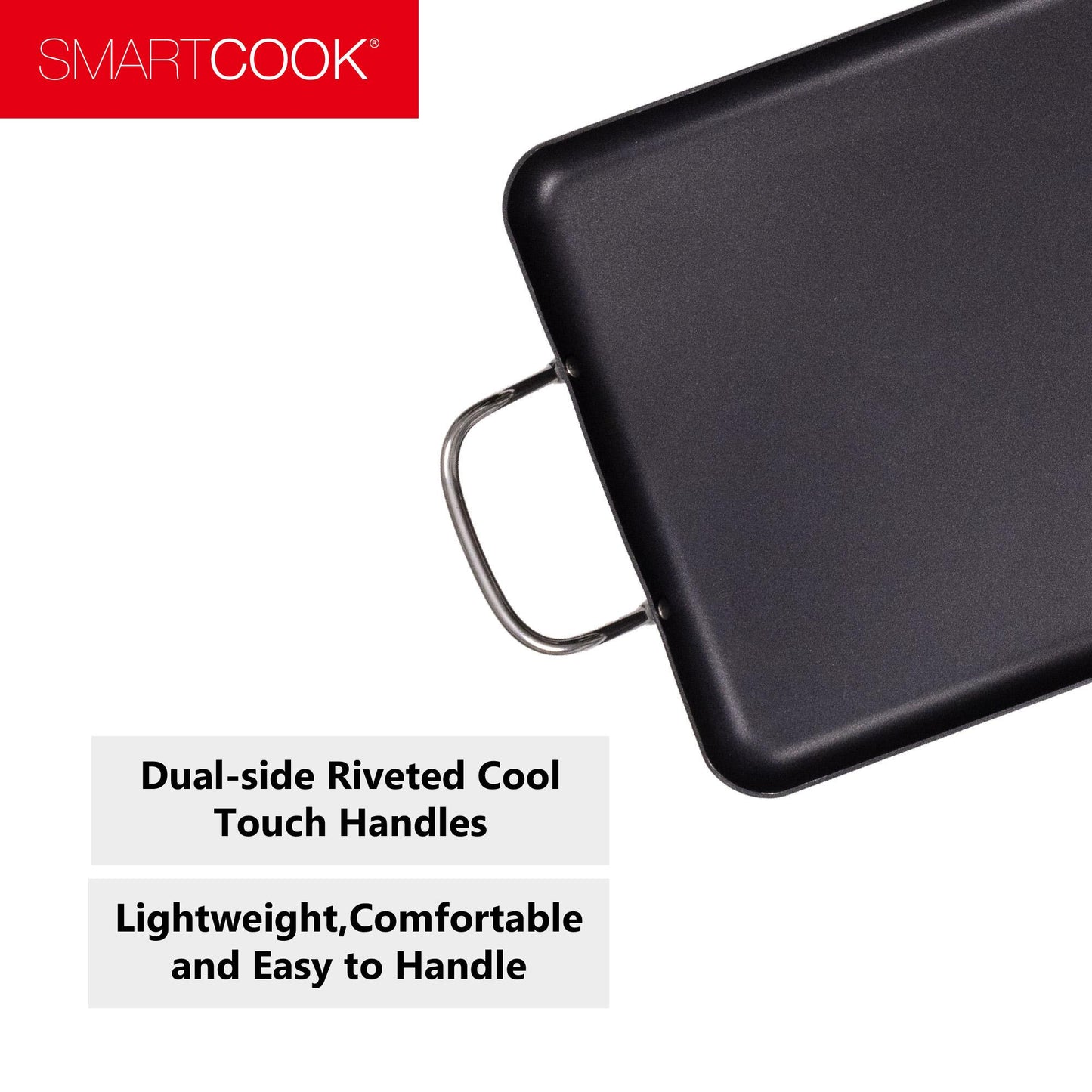 SmartCook Double Burner Griddle/Grill Pan with Utensils Set – Nonstick, Durable, Foodie, Perfect for Stove Tops Cookware Silicone Handles pots and