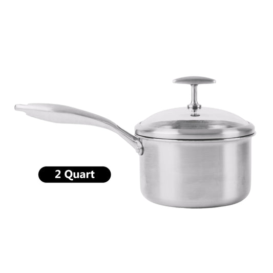 SmartCook Nonstick 2-Quart Stainless Steel Small Pan/Saucepan/Soup Pot Mini with Tempered Glass Lid - Chef's Classic Multipurpose Sauce Pot, Stay-Cool Handle, Compatible with All Stovetops, Dishwasher Safe pots and