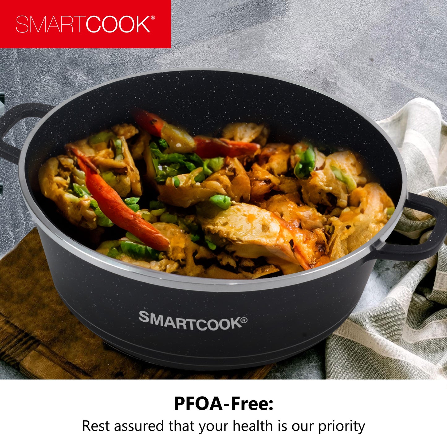 Smartcook Cookware Sets of Premium Cast Aluminum,Saucepan/Soup Pot , Pot, Oven Safe, Dishwasher-Safe,Cooking Set with Frying Pans,Kitchen Utensils Set,Tongs Nylon Heand , Spatula,Spoon, Lids, Nonstick, Ladle, Silicone granite kitchencookware pots and