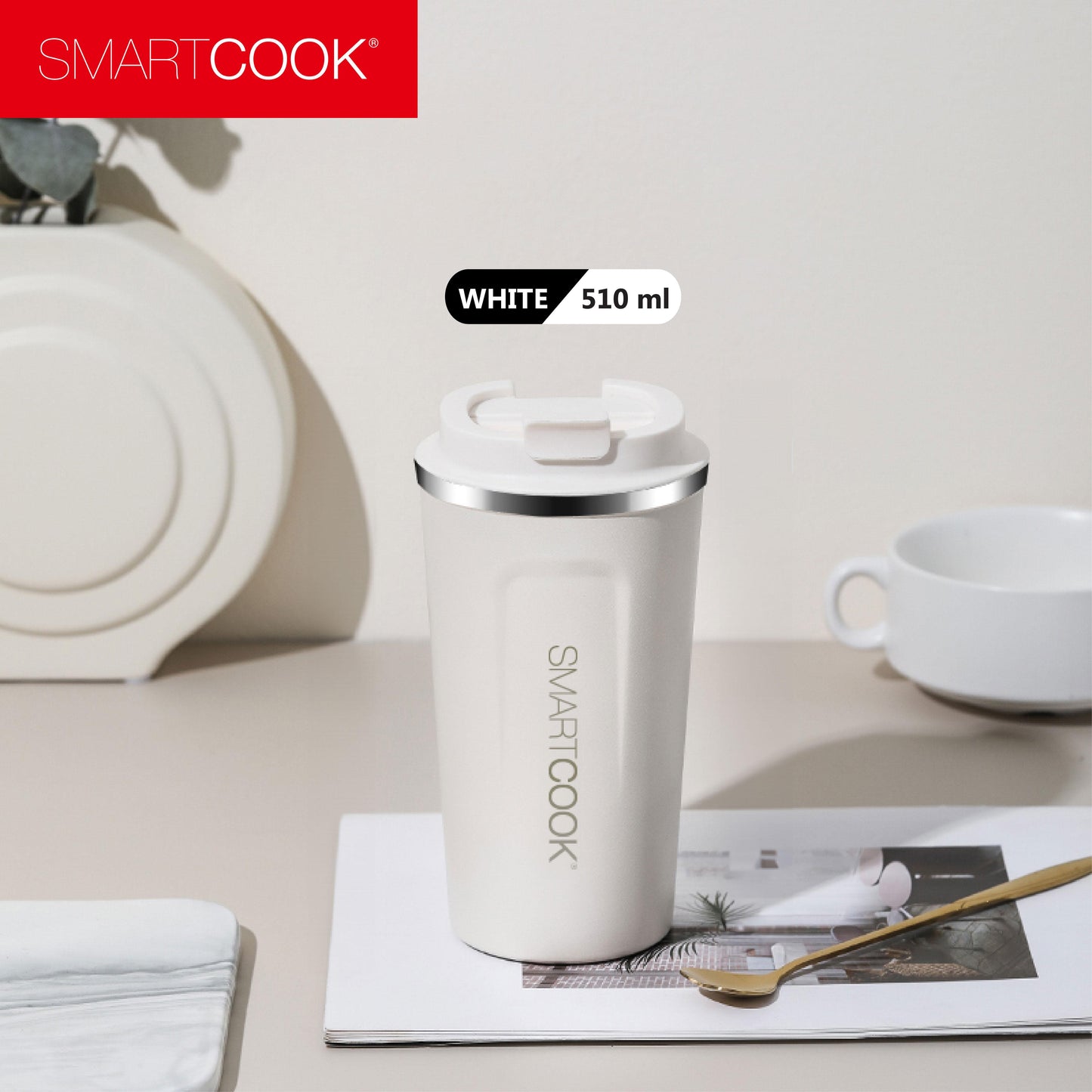 Smartcook Thermo Coffee Cup 17 Oz , Tumblers Cups, Tumblers With Lid, Thermos Cup for Keep Hot/Ice Coffee,Tea and Beer ,Thermal Cup for Home and Outdoor Adventures, Drinkware Flasks, Portable tumbler cup