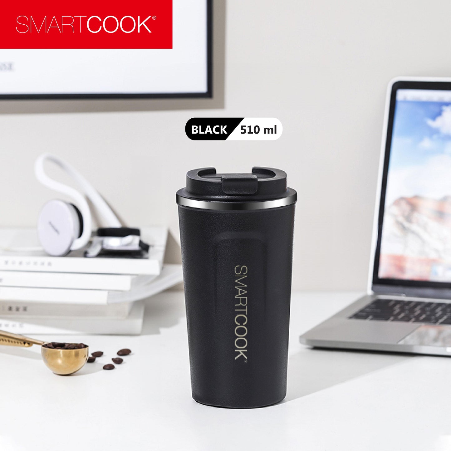 Smartcook Thermo Coffee Cup 17 Oz , Tumblers Cups, Tumblers With Lid, Thermos Cup for Keep Hot/Ice Coffee,Tea and Beer ,Thermal Cup for Home and Outdoor Adventures, Drinkware Flasks, Portable tumbler cup