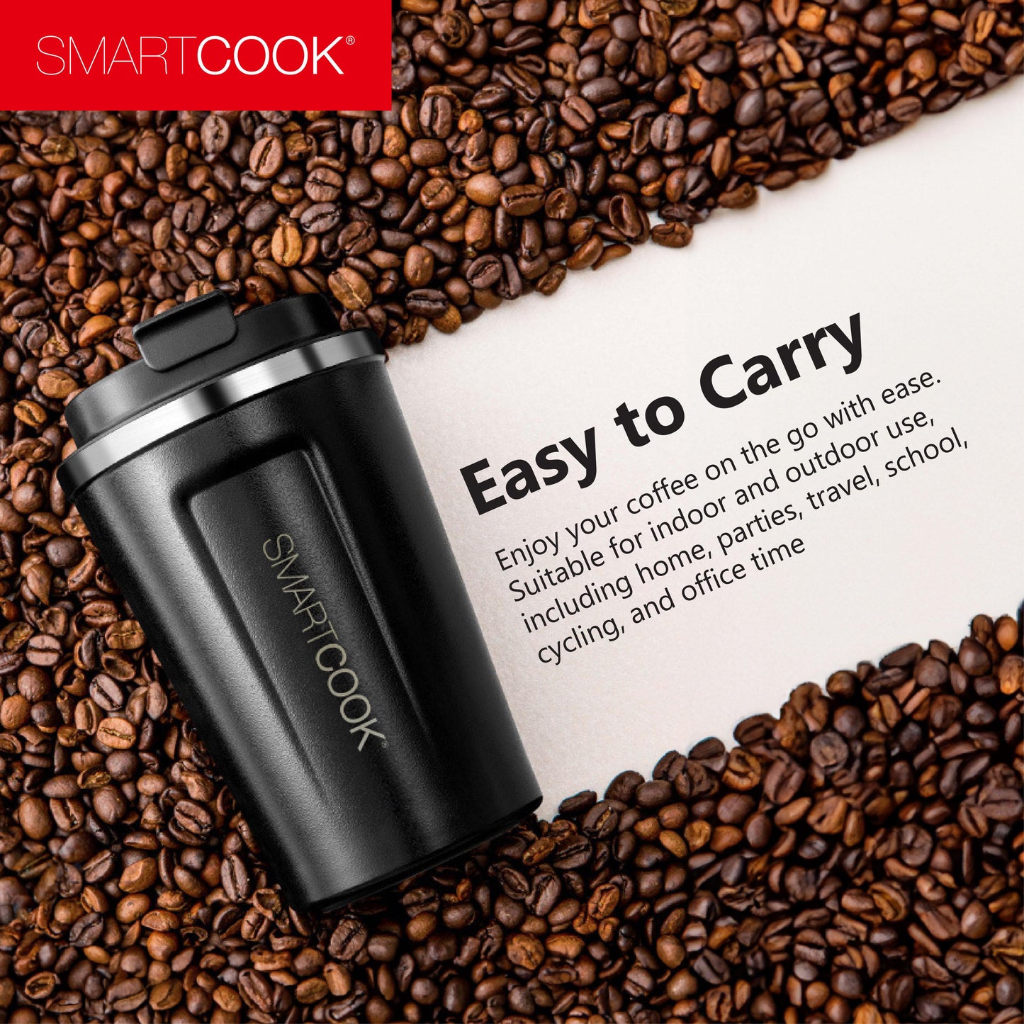 Smartcook Thermo Coffee Cup 17 Oz , Tumblers Cups, Tumblers With Lid, Thermos Cup for Keep Hot/Ice Coffee,Tea and Beer ,Thermal Cup for Home and Outdoor Adventures, Drinkware Flasks, Portable tumbler cup