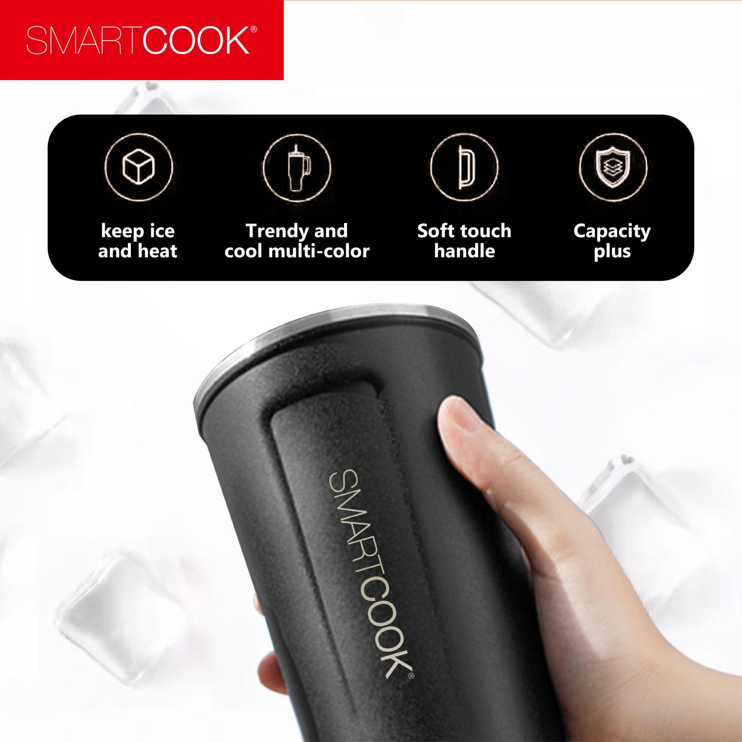 Smartcook Thermo Coffee Cup 17 Oz , Tumblers Cups, Tumblers With Lid, Thermos Cup for Keep Hot/Ice Coffee,Tea and Beer ,Thermal Cup for Home and Outdoor Adventures, Drinkware Flasks, Portable tumbler cup